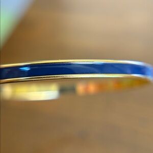 Vintage Napier Signed Blue Enamel Gold Bangle Bracelet